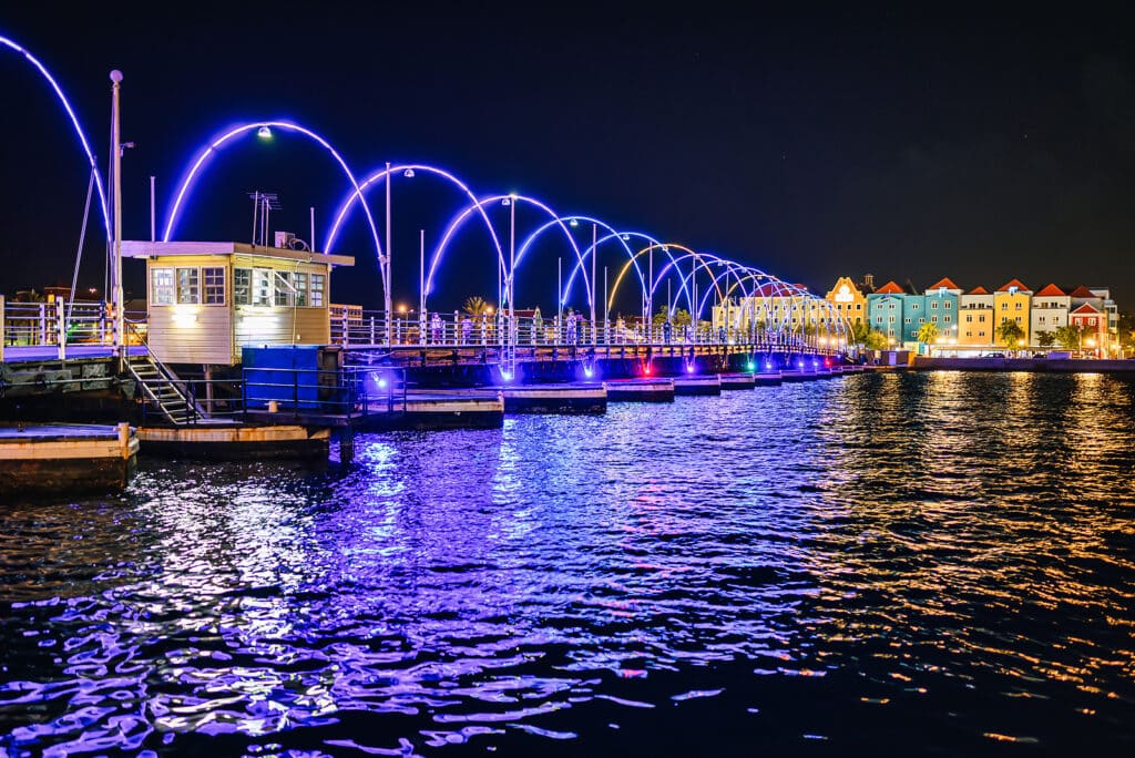 A View Of The Queen Emma Bridge In Willemstad On Curacao